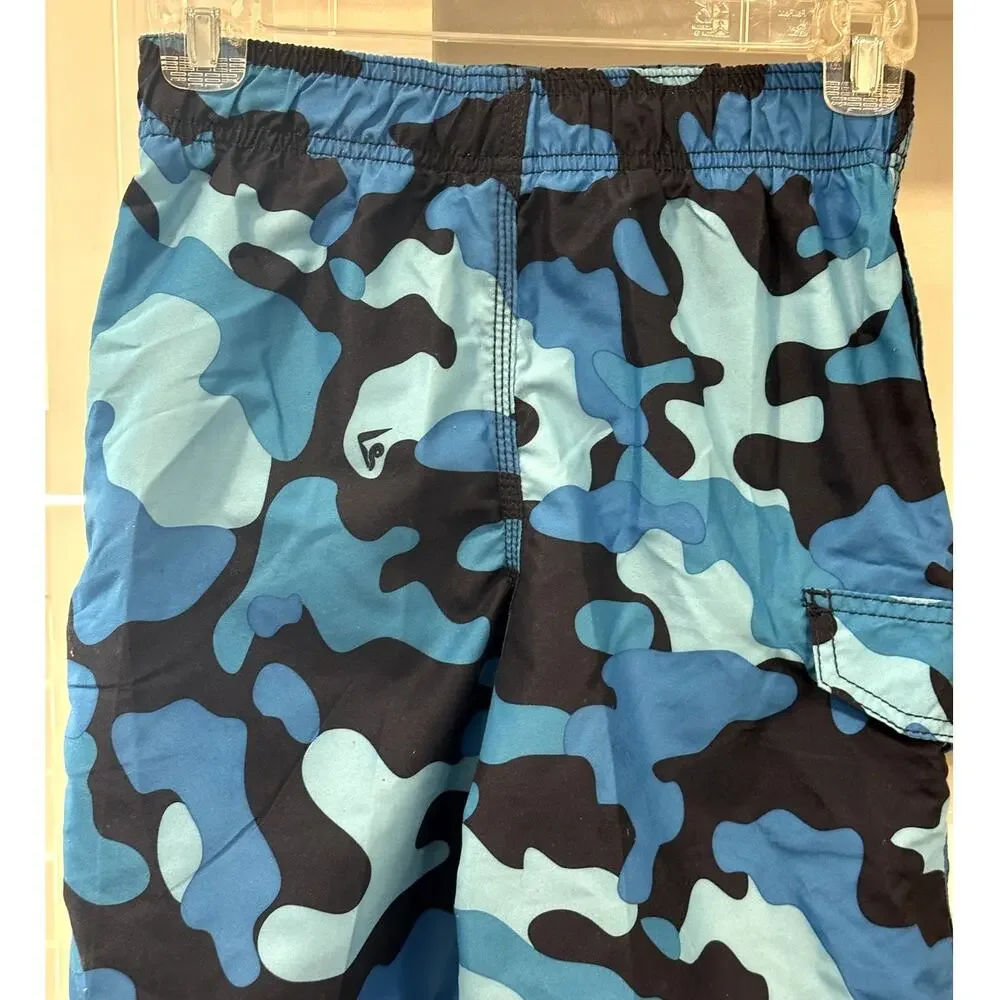 Boys Kanu Surf Specter Quick Dry UPF 50+ Beach Swim Trunks Blue Camo  S 8 NWOT